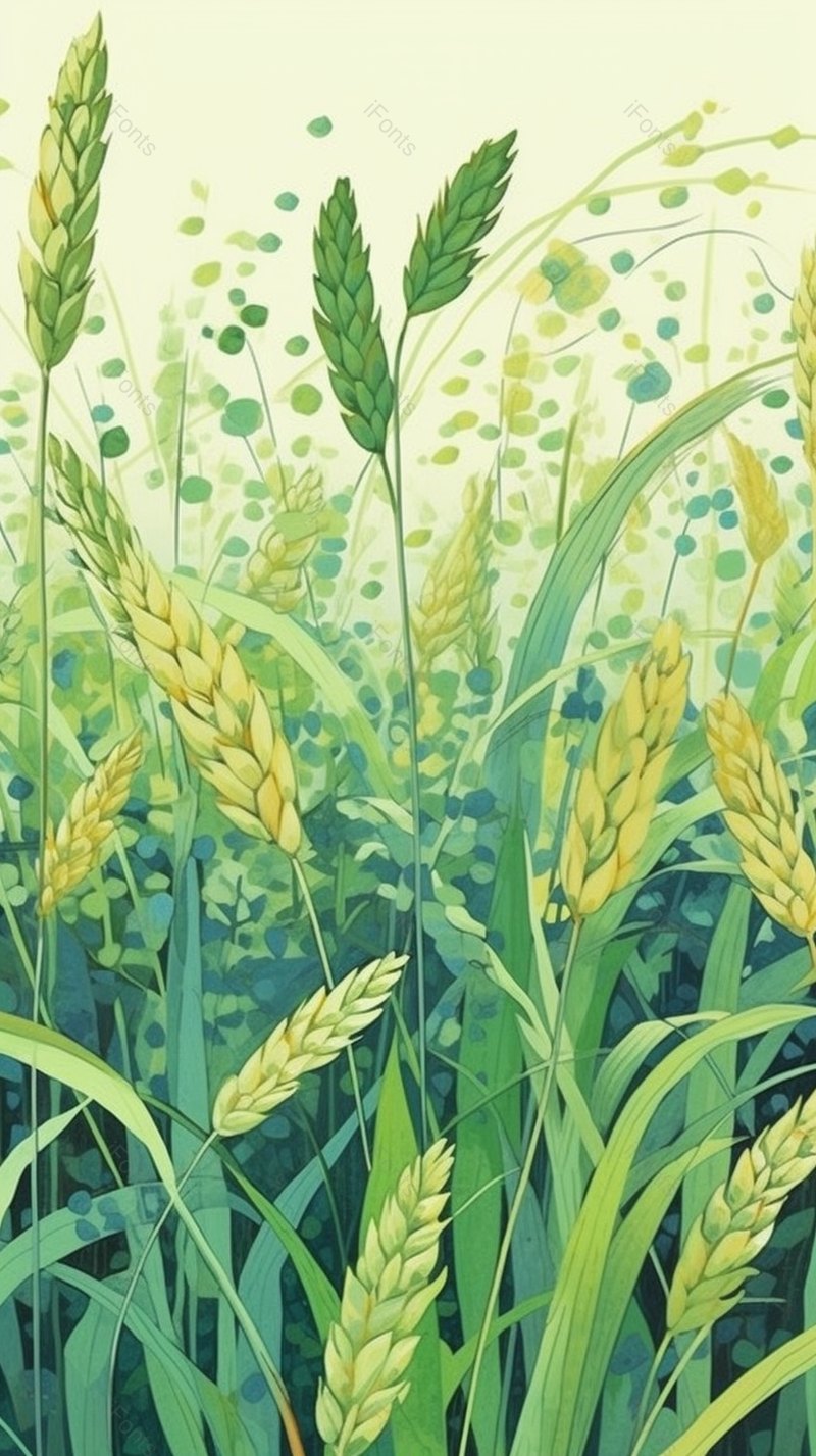 小满节气小麦田野绿色小麦水彩画背景,插画/手绘图,插画/手绘图库,插画/手绘图下载,插画/手绘